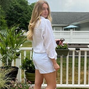 LOFT Light Blue Seersucker Bermuda Shorts